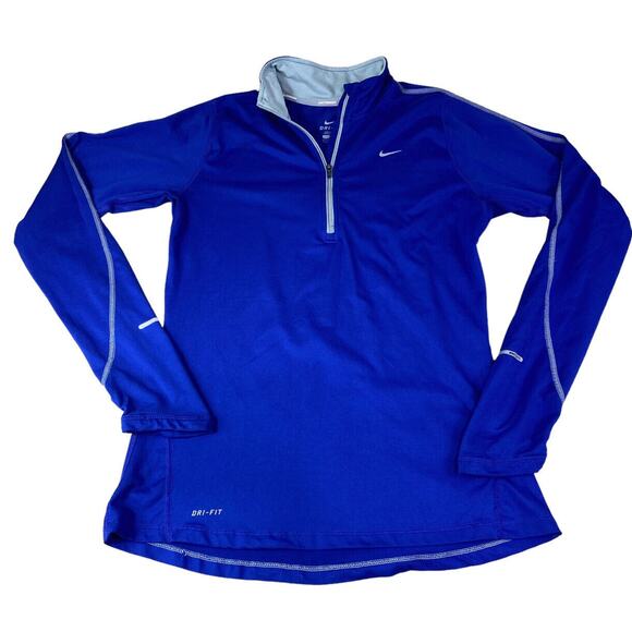 Nike Element Blue Running Shirt Sz S Dri-Fit 1/4 Zip Pullover Long Sleeve - Picture 2 of 5